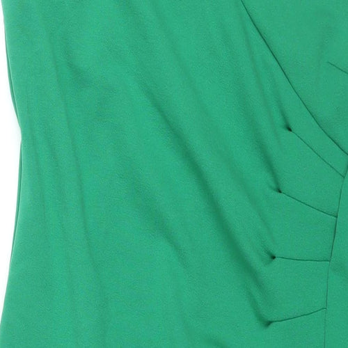 Marks and Spencer Womens Green Polyester Shift Size 16 V-Neck Pullover - Rouched