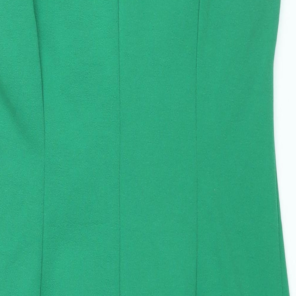 Marks and Spencer Womens Green Polyester Shift Size 16 V-Neck Pullover - Rouched