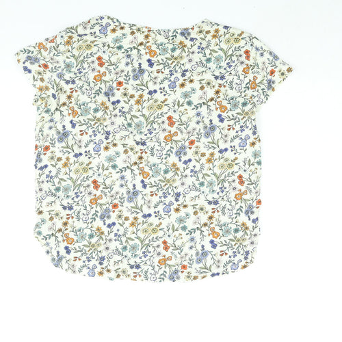 H&M Womens Multicoloured Floral Cotton Basic T-Shirt Size M Round Neck