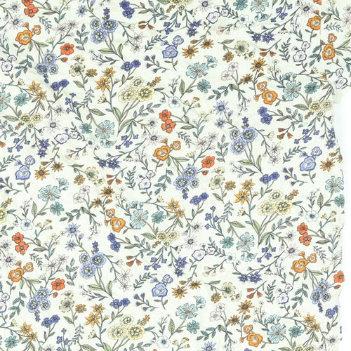 H&M Womens Multicoloured Floral Cotton Basic T-Shirt Size M Round Neck