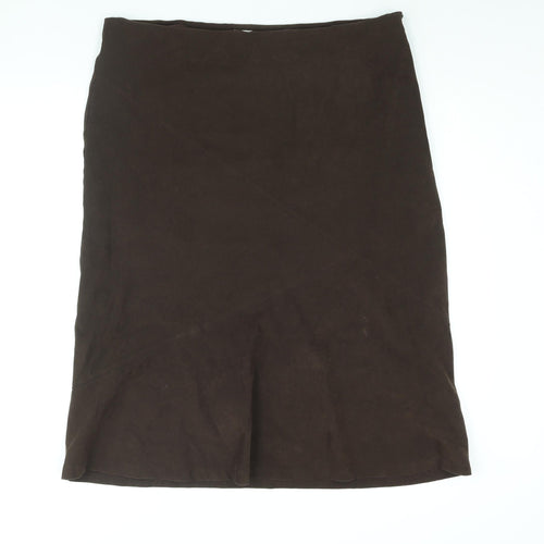 Etam Womens Brown Polyester A-Line Skirt Size 16 Zip