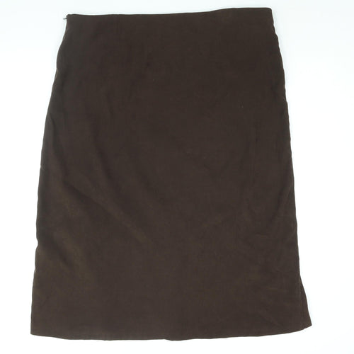 Etam Womens Brown Polyester A-Line Skirt Size 16 Zip