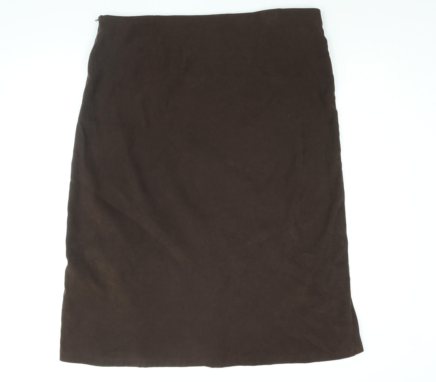 Etam Womens Brown Polyester A-Line Skirt Size 16 Zip