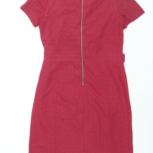 NEXT Womens Pink Polyester Shift Size 12 Round Neck Zip - Belted