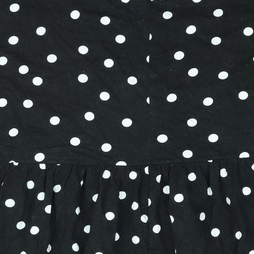 ASOS Womens Black Polka Dot Cotton Shift Size 14 Round Neck Pullover - Smocked