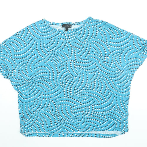Phase Eight Womens Blue Geometric Modal Basic T-Shirt Size 18 Round Neck