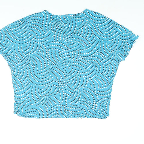 Phase Eight Womens Blue Geometric Modal Basic T-Shirt Size 18 Round Neck