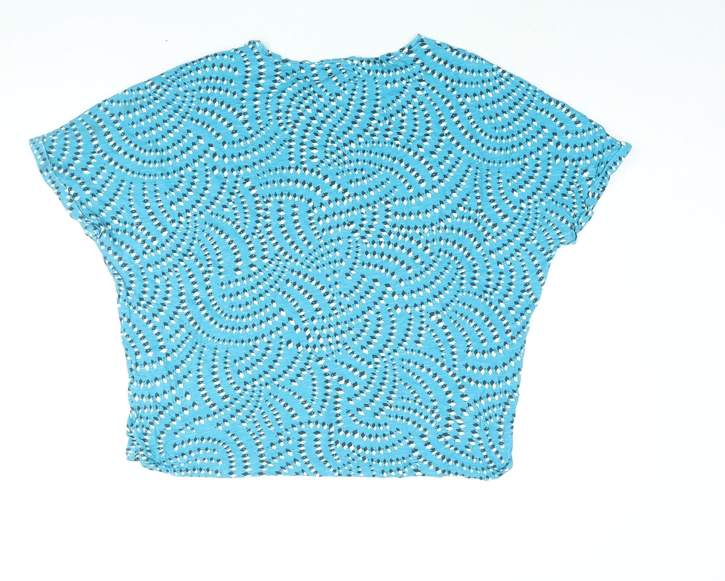 Phase Eight Womens Blue Geometric Modal Basic T-Shirt Size 18 Round Neck