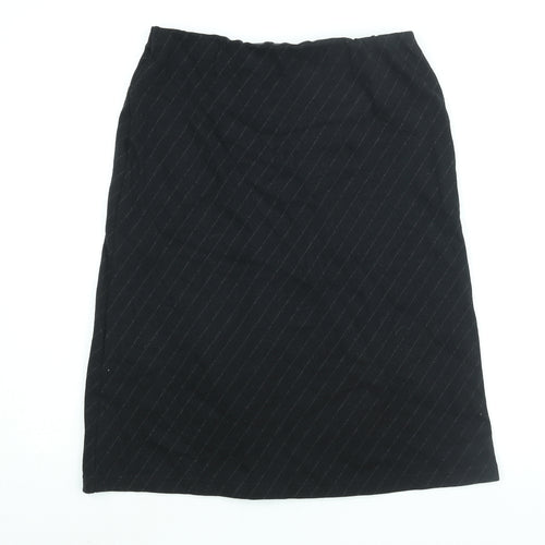 Equinox Womens Black Striped Cotton A-Line Skirt Size M