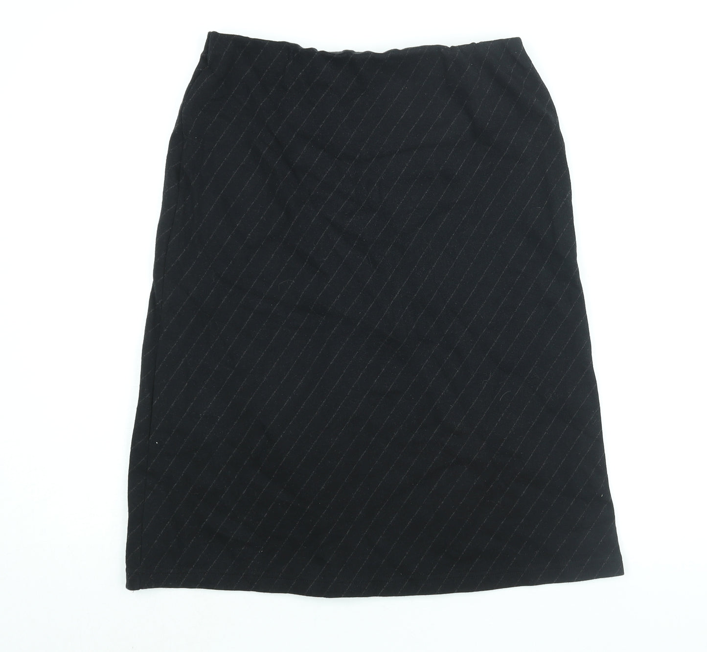 Equinox Womens Black Striped Cotton A-Line Skirt Size M