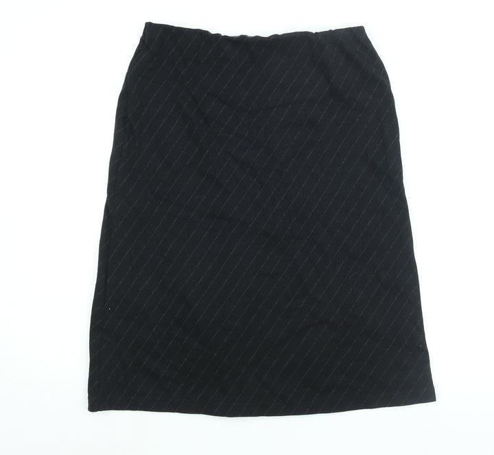 Equinox Womens Black Striped Cotton A-Line Skirt Size M