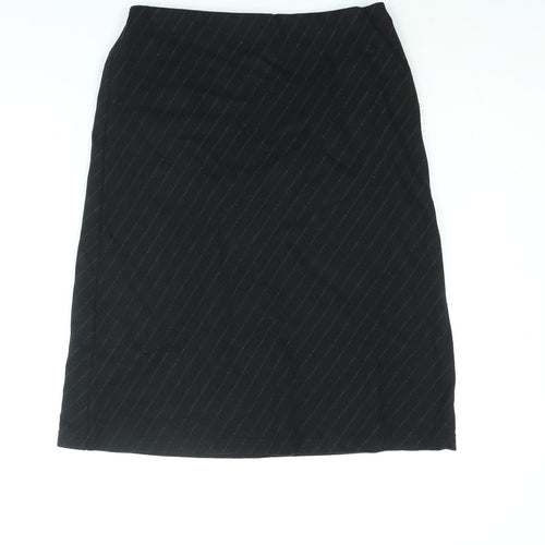 Equinox Womens Black Striped Cotton A-Line Skirt Size M