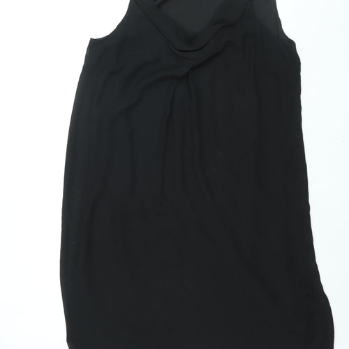 BHS Womens Black Polyester Shift Size 18 Cowl Neck Pullover - Rhinestone Strap