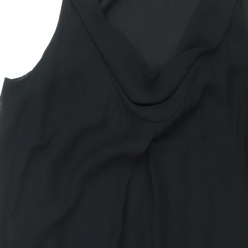BHS Womens Black Polyester Shift Size 18 Cowl Neck Pullover - Rhinestone Strap