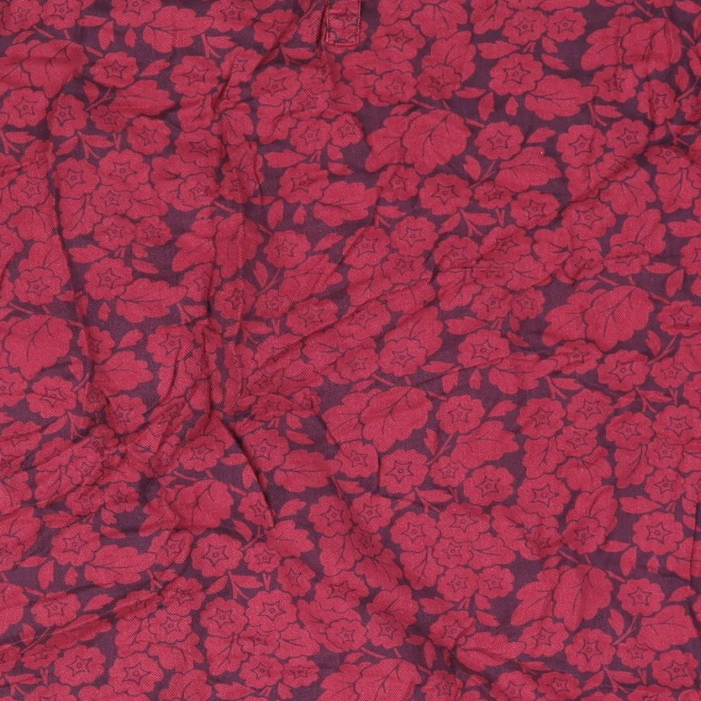Seasalt Womens Red Floral Cotton Basic Blouse Size 20 Round Neck