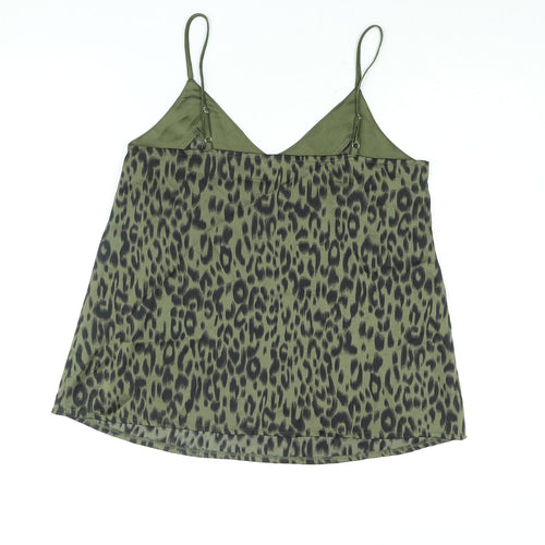 Apricot Womens Green Animal Print Polyester Camisole Blouse Size 10 V-Neck - Leopard Print