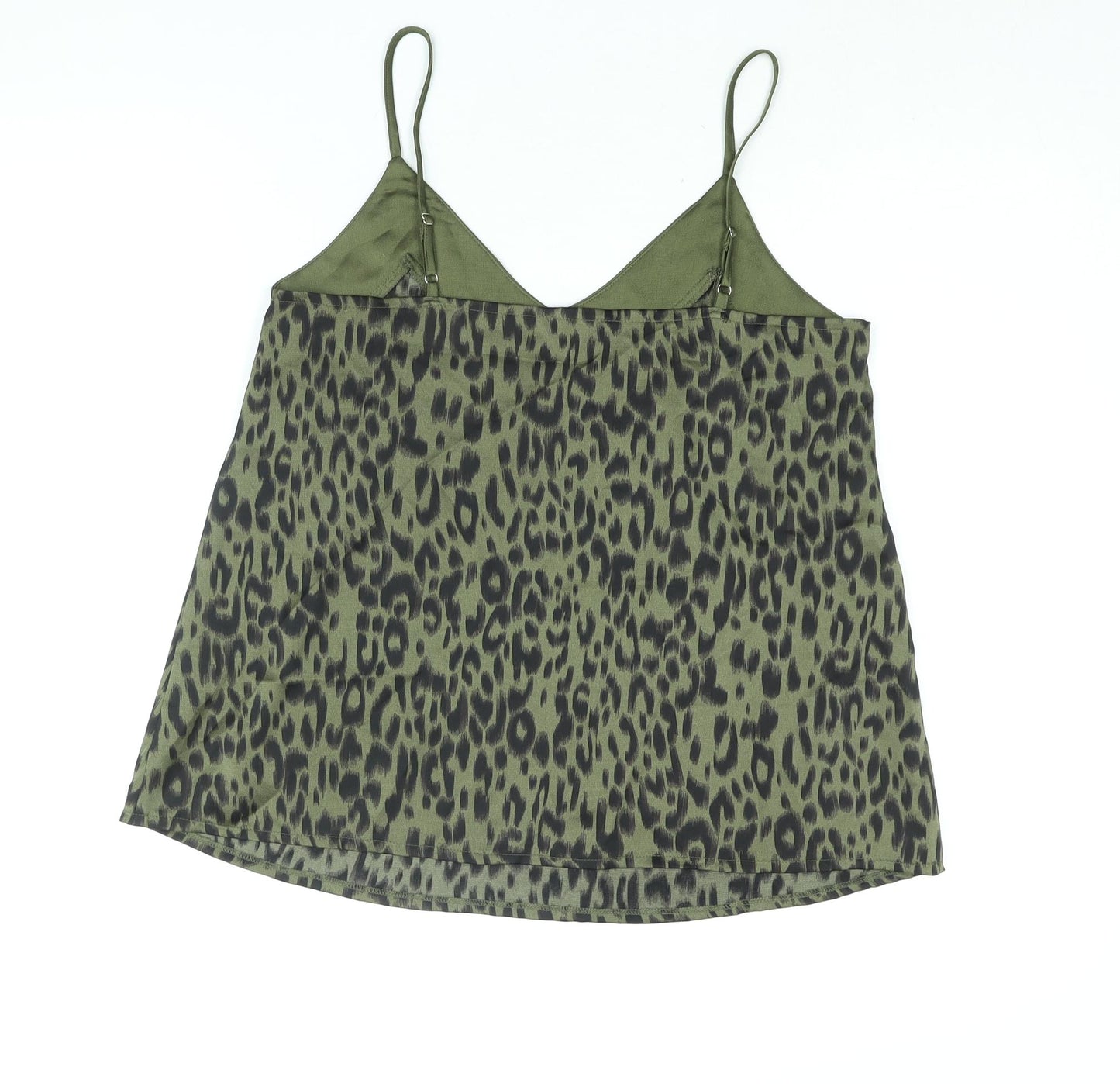 Apricot Womens Green Animal Print Polyester Camisole Blouse Size 10 V-Neck - Leopard Print