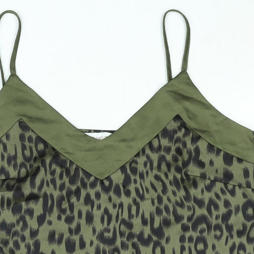 Apricot Womens Green Animal Print Polyester Camisole Blouse Size 10 V-Neck - Leopard Print
