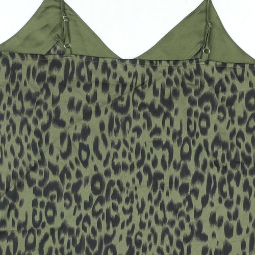 Apricot Womens Green Animal Print Polyester Camisole Blouse Size 10 V-Neck - Leopard Print