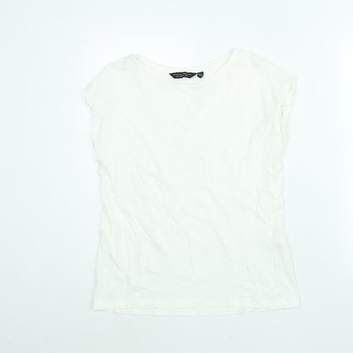 Dorothy Perkins Womens White Cotton Basic T-Shirt Size 12 Round Neck