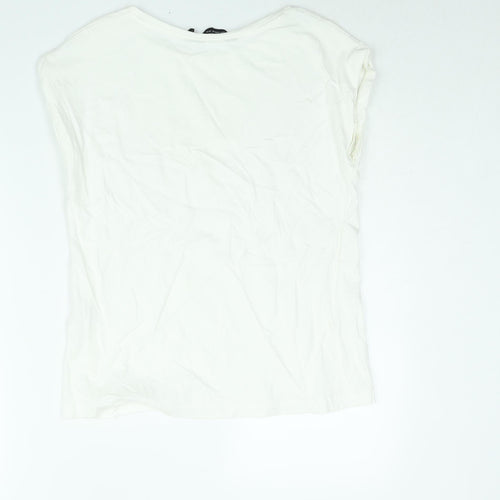 Dorothy Perkins Womens White Cotton Basic T-Shirt Size 12 Round Neck
