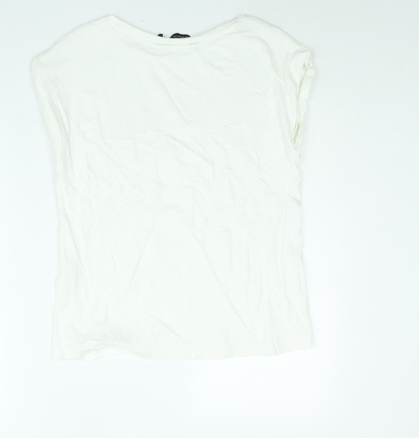 Dorothy Perkins Womens White Cotton Basic T-Shirt Size 12 Round Neck