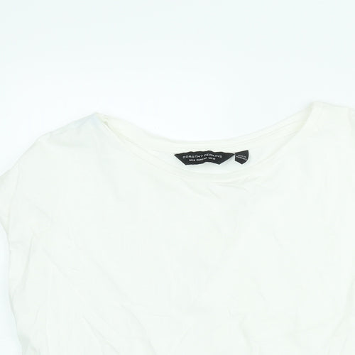 Dorothy Perkins Womens White Cotton Basic T-Shirt Size 12 Round Neck