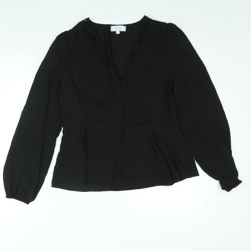Rihoas Womens Black Polyester Basic Blouse Size L V-Neck - Lace Trim