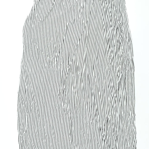 Zara Womens White Striped Viscose Maxi Size M Scoop Neck Pullover