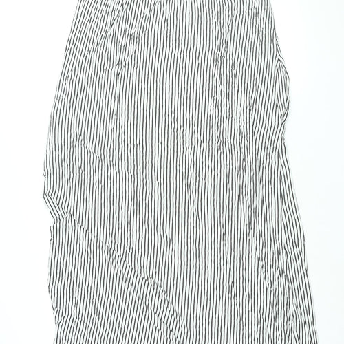Zara Womens White Striped Viscose Maxi Size M Scoop Neck Pullover