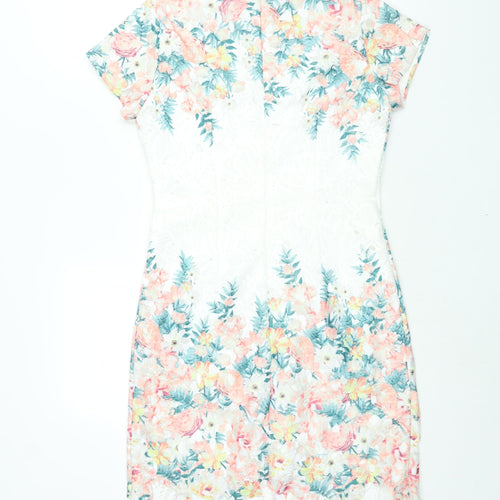 Apricot Womens Multicoloured Floral Polyester Shift Size 12 Round Neck Zip