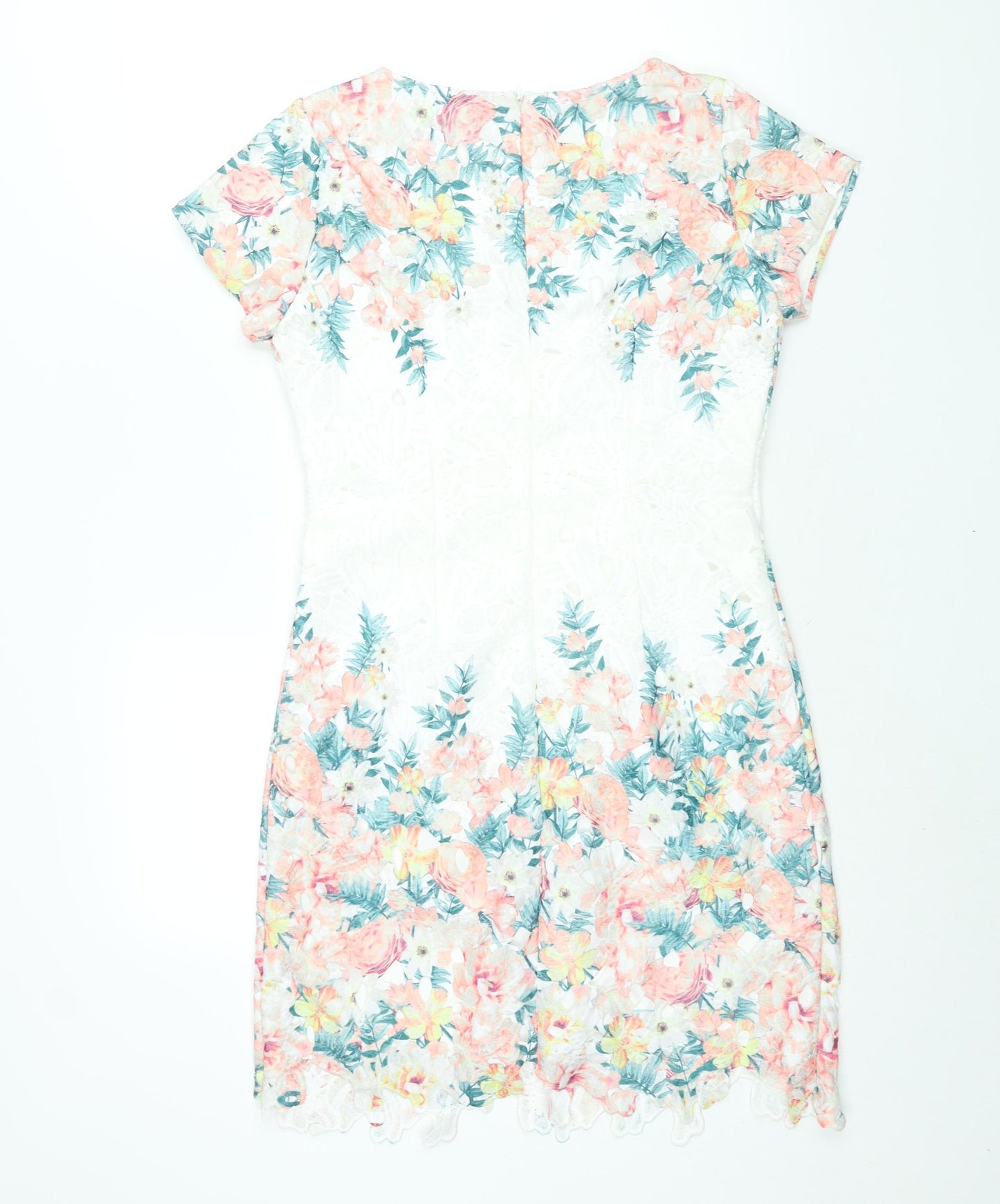 Apricot Womens Multicoloured Floral Polyester Shift Size 12 Round Neck Zip