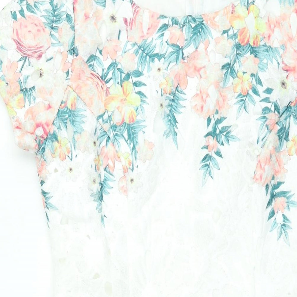 Apricot Womens Multicoloured Floral Polyester Shift Size 12 Round Neck Zip