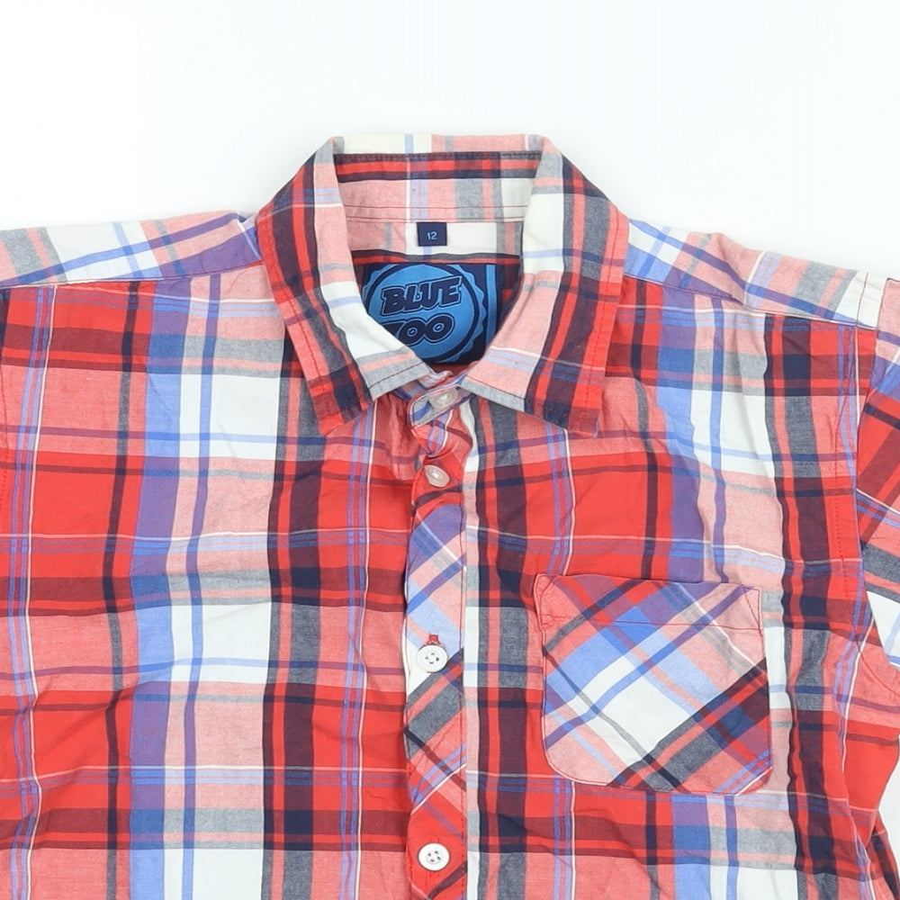 Blue Zoo Boys Red Check Cotton Basic Button-Up Size 12 Years Collared Button