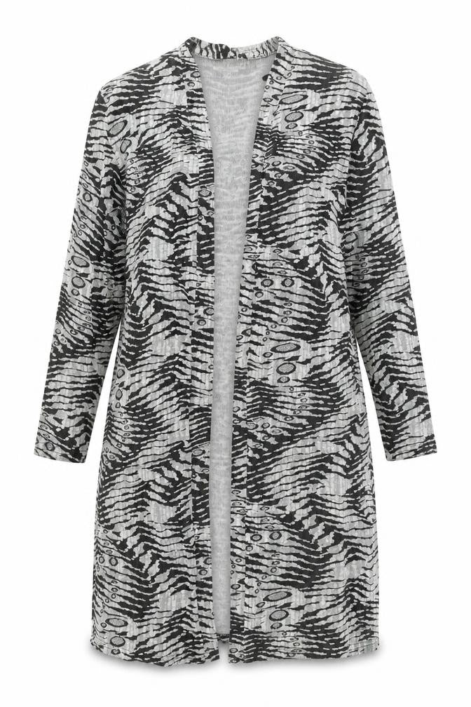 Stephan Womens Black V-Neck Geometric Acetate Cardigan Jumper Size 8