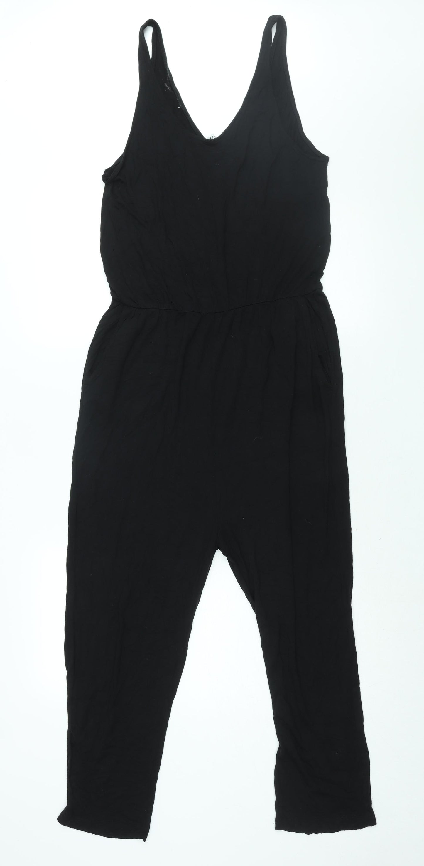 Divided by H&M Womens Black Viscose Jumpsuit One-Piece Size L L21 in Pullover