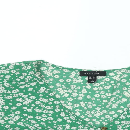 New Look Womens Green Floral Polyester Basic Blouse Size 16 V-Neck - Frill