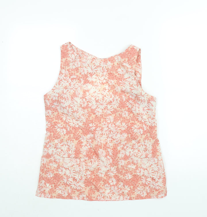 Dorothy Perkins Womens Pink Floral Polyester Camisole Blouse Size 12 Round Neck - Bow
