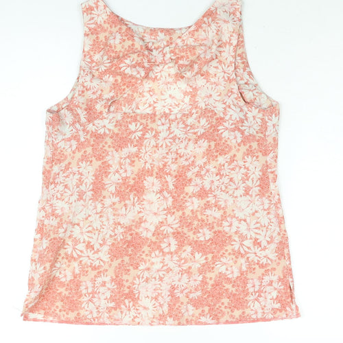 Dorothy Perkins Womens Pink Floral Polyester Camisole Blouse Size 12 Round Neck - Bow