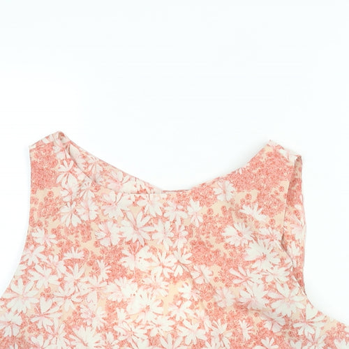 Dorothy Perkins Womens Pink Floral Polyester Camisole Blouse Size 12 Round Neck - Bow