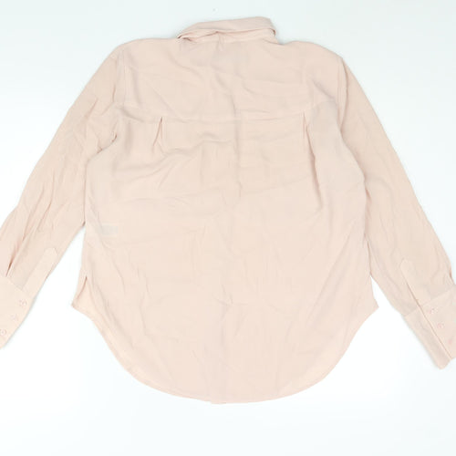 Marks and Spencer Womens Pink Polyester Basic Button-Up Size 12 Collared