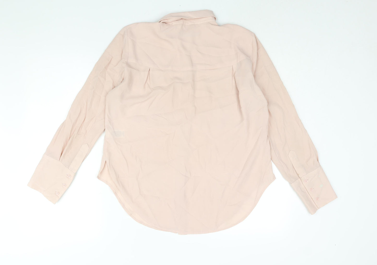 Marks and Spencer Womens Pink Polyester Basic Button-Up Size 12 Collared