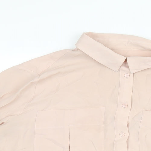 Marks and Spencer Womens Pink Polyester Basic Button-Up Size 12 Collared