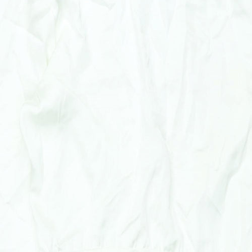 Zara Womens White Polyester Shift Size M V-Neck Zip - Rouched