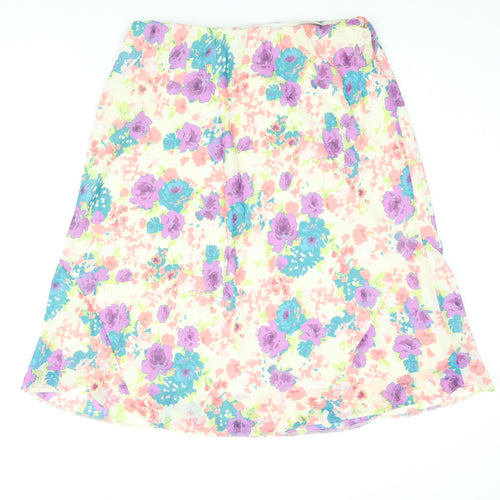 BHS Womens Multicoloured Floral Polyester A-Line Skirt Size 18