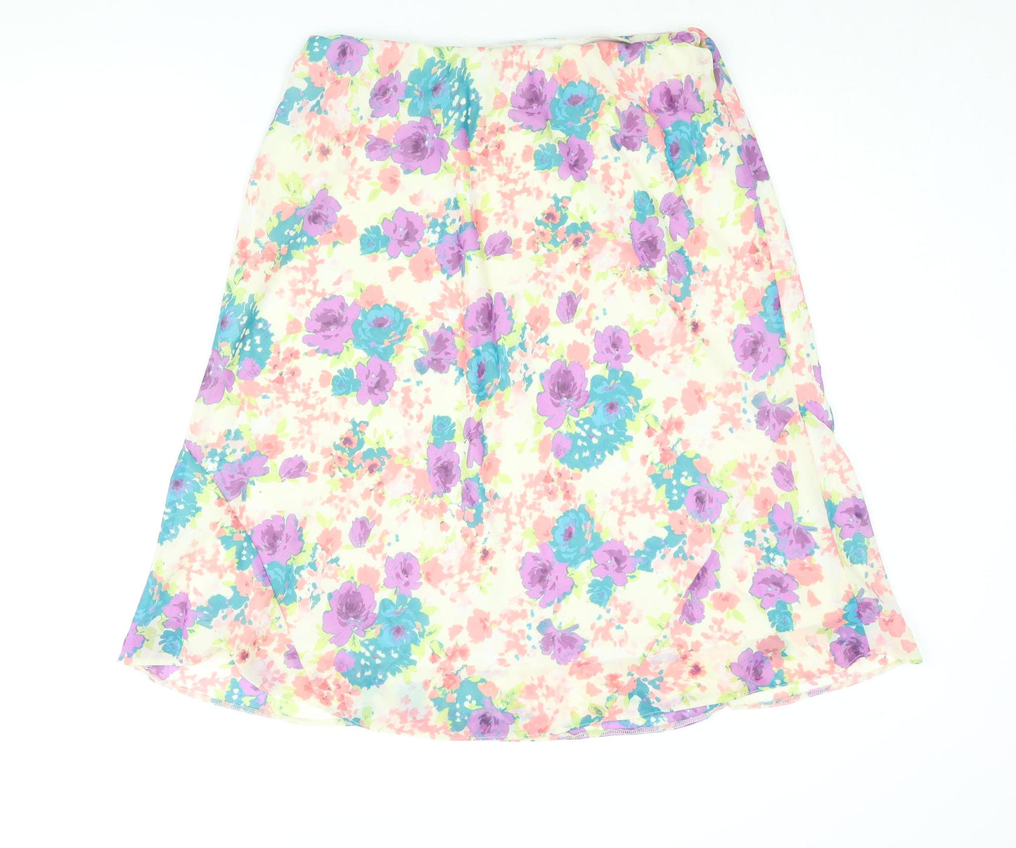 BHS Womens Multicoloured Floral Polyester A-Line Skirt Size 18