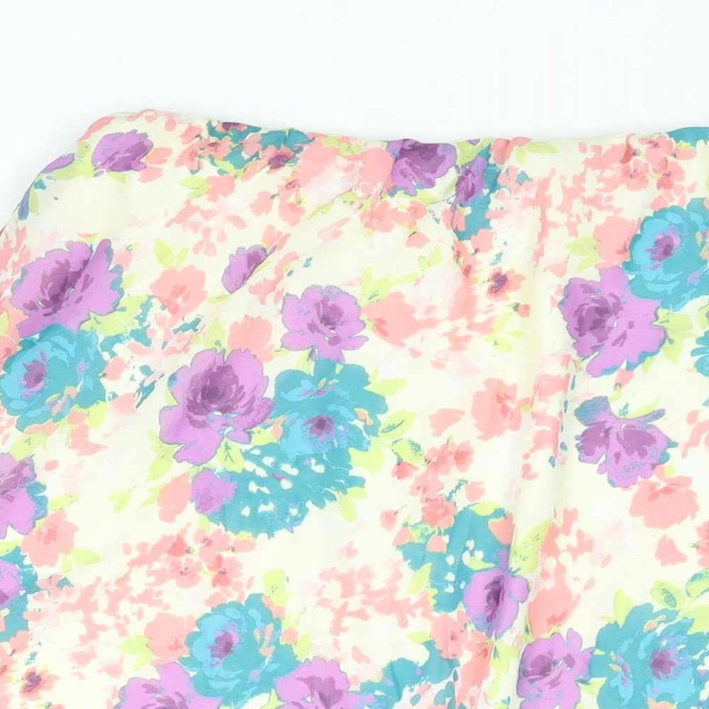 BHS Womens Multicoloured Floral Polyester A-Line Skirt Size 18