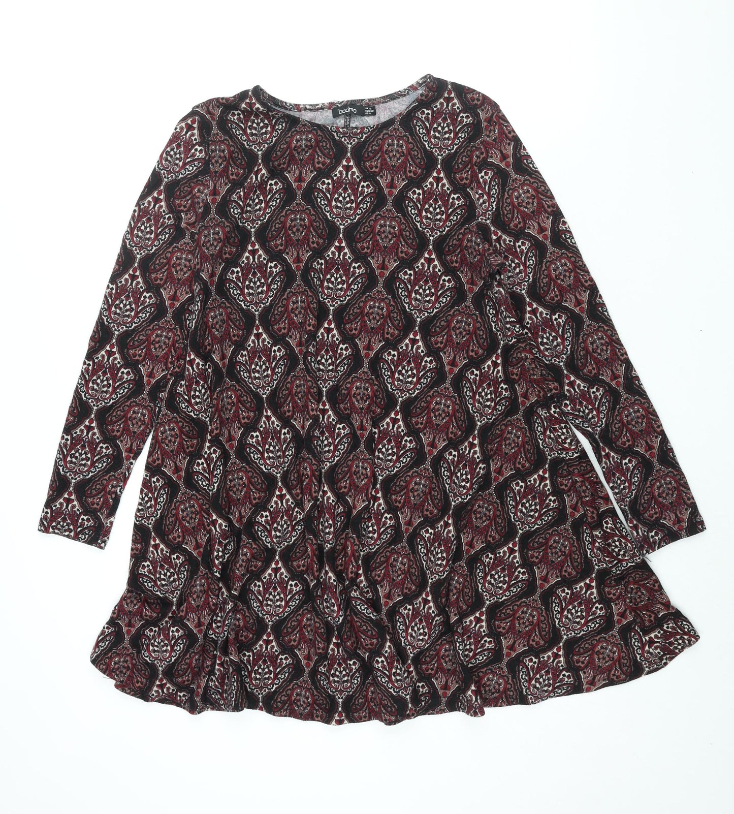 Boohoo Womens Multicoloured Geometric Polyester A-Line Size 12 Round Neck Pullover