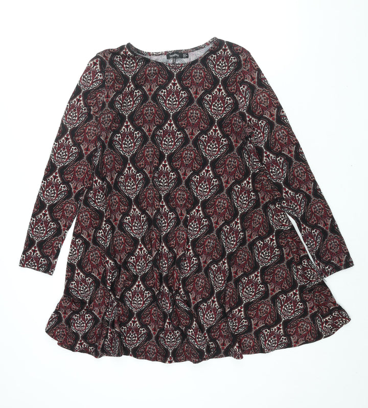 Boohoo Womens Multicoloured Geometric Polyester A-Line Size 12 Round Neck Pullover