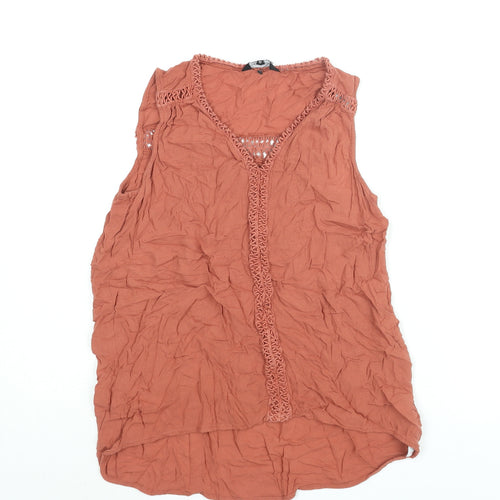 New Look Womens Brown Viscose Camisole Blouse Size 12 V-Neck